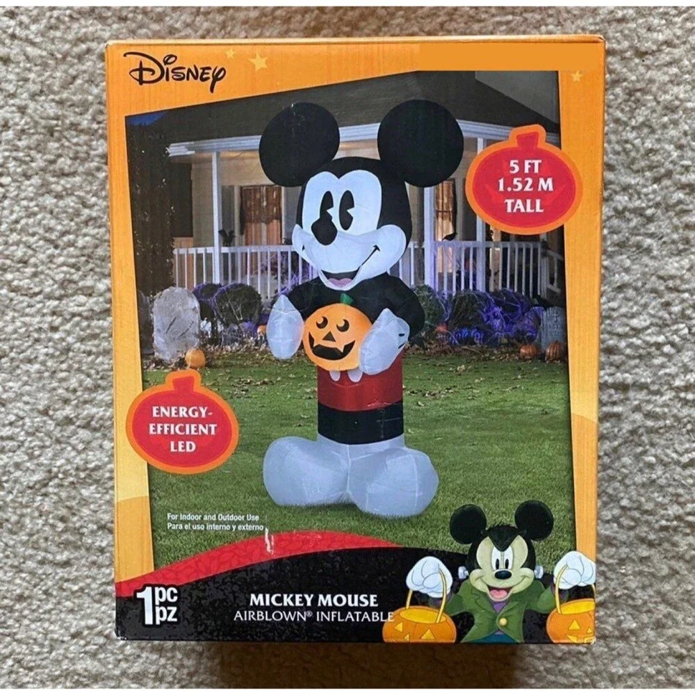 5ft Retro Disney Mickey Mouse with Pumpkin Halloween Inflatable
